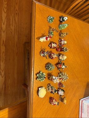 Collection of Decorative Mini Hinged Trinket Boxes - Red, Green & Gold